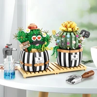 creative building blocks succulent cactus 3d model mini bonsai simulation green plant flower home decoration childrens toy gift