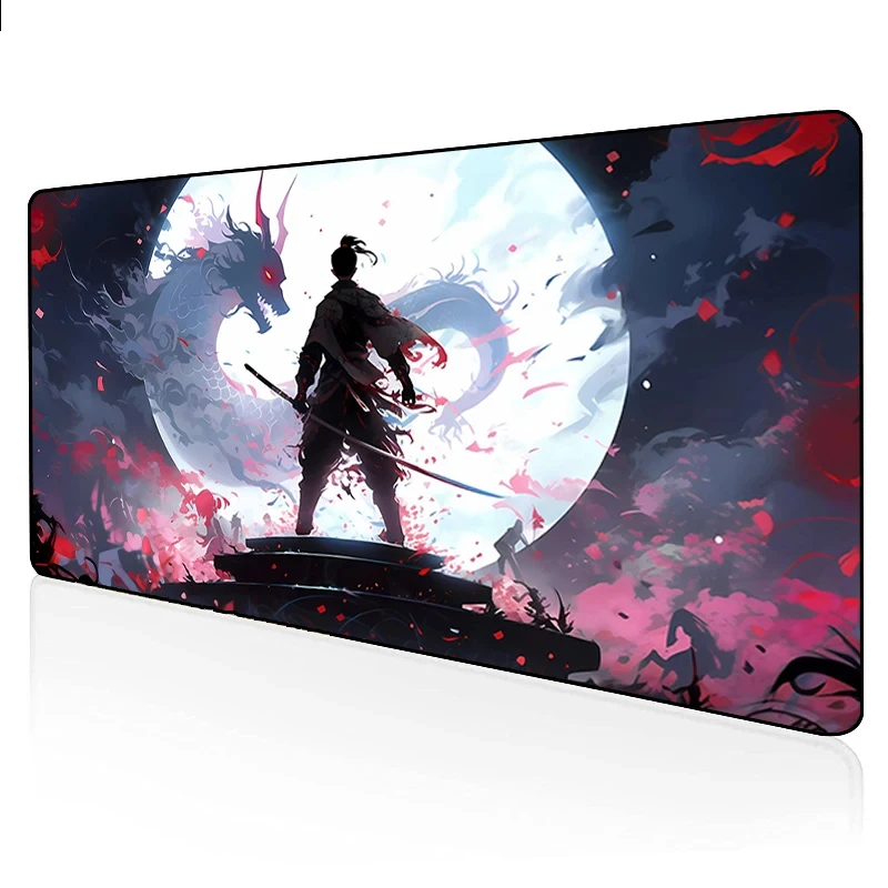 wa podkładka pod mysz dla graczy samurajska antypoślizgowa gumowa klawiatura anime laptopy przedłużona na biurko duża Xxl