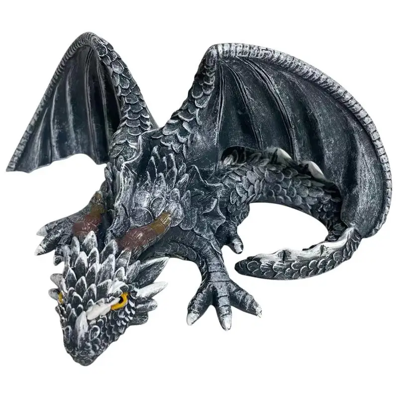 

Big Squatting Dragon Sculpture Gothic Dragon Resin Garden Guardian Statue Desktop Ornament Outdoor Indoor Handmade Decoration