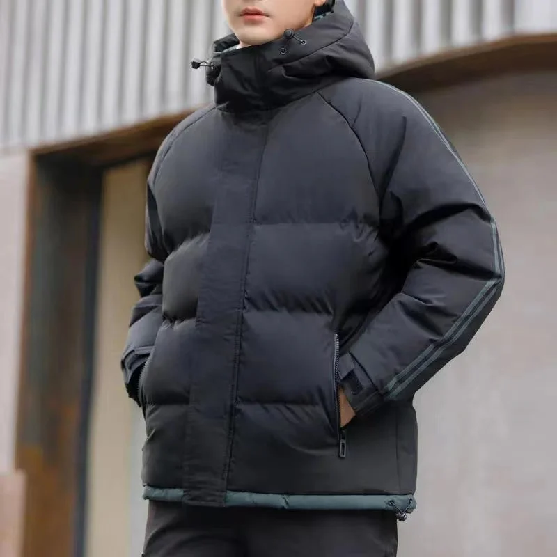 2022 New Men's Warm Jacket Winter Top Down Loose Coat Male Thick Hooded Cotton-padded Clothes Windproof Waterproof Top Man