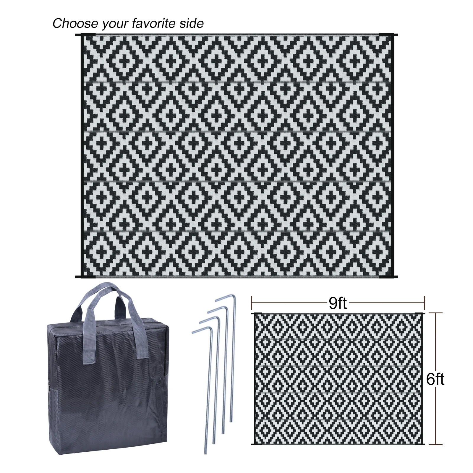 

Outdoor Garden Non-slip Rug Large Camping Rug Beach Picnic Mat Picnic Waterproof Mat PP Easy-to-clean Woven Rug