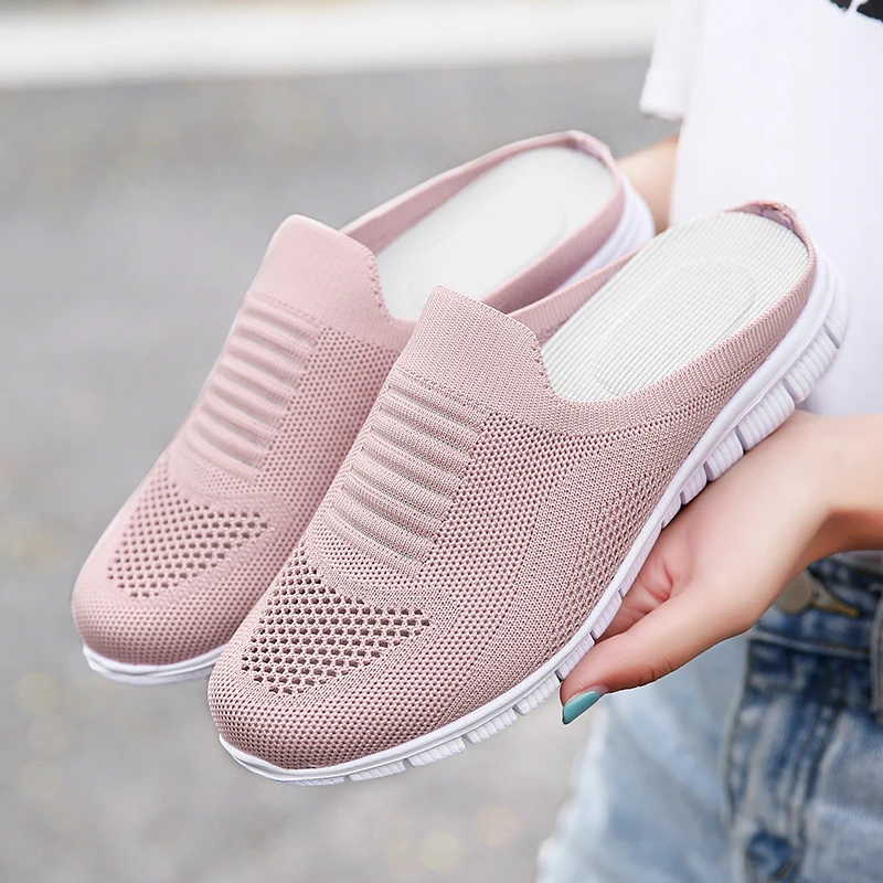 

2021 Women Sandals Summer Shoes Half Slippers Flip Flops Mesh Breathable Shoes Sandals Clogs Shoes Woman Platform Mule Shoes 42