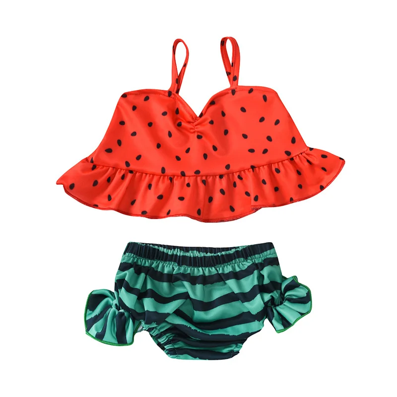 

Kids Swimwear For Girls Children Watermelon Stlye Baby Bikini Swimwear Kids Swimwear Swimming Ruffles Bathing Clothes