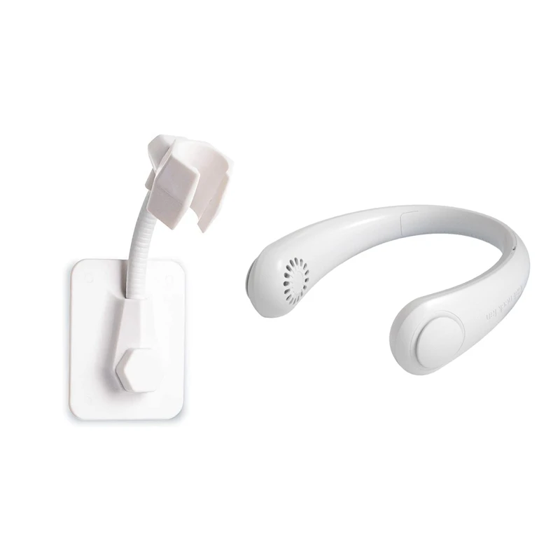 

Shower Head Holder Bracket Adjustable Shower Holder With Portable Hanging Neck Fan USB Rechargeable Air Cooler Fan