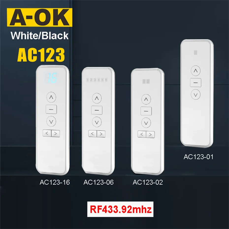 Фото A-OK AC123 1/2/6/16-CH пульт дистанционного управления RF433 беспроводной передатчик управления для электрического изогнутого двигателя A-OK, без батареи №1
