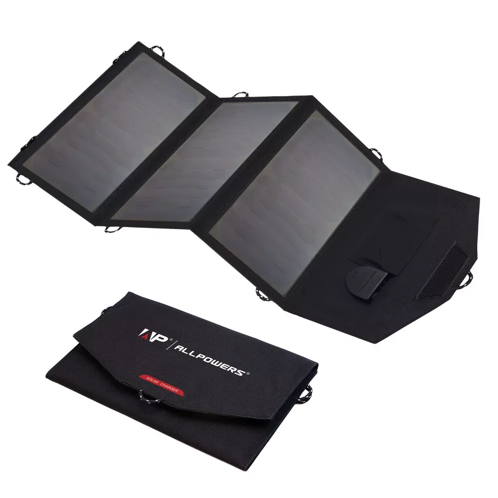 

ALLPOWERS Flexible Foldable Solar Panel 5V 18V High Efficience Solar Battery Charger 21W Solar Phone Charger for Travel Iphone