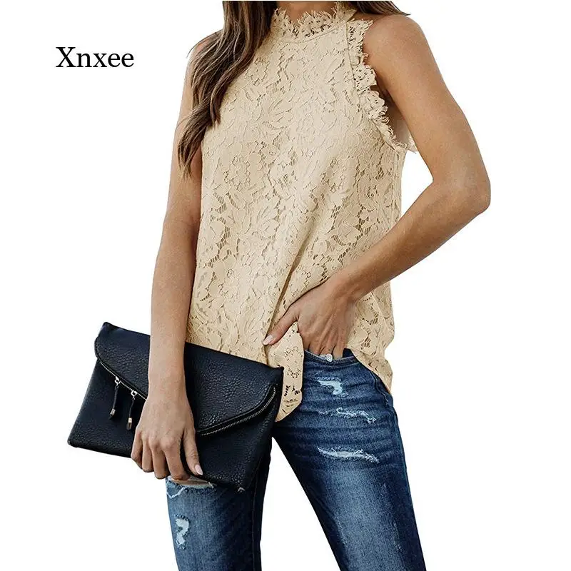 

Жилет женский кружевной с цветочным принтом, модная повседневная винтажная жаккардовая рубашка без рукавов, майка с бретелькой через шею, н...