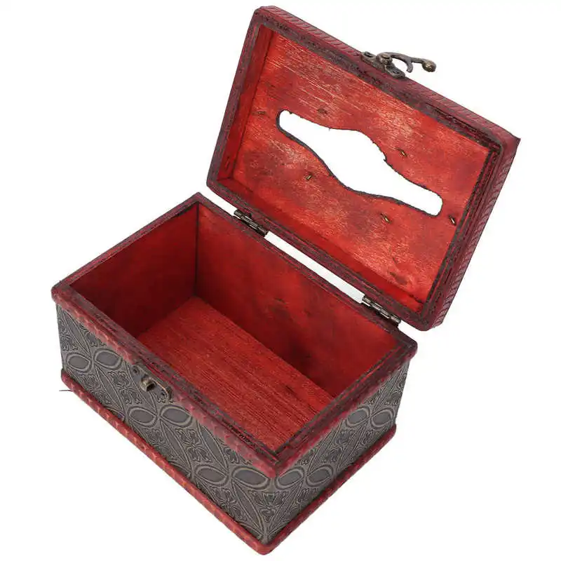

Retro Paper Towel Case Buckle Design Wooden Napkin Box Beautiful Decorative Versatile Thickened for Beauty Shop for Hotel