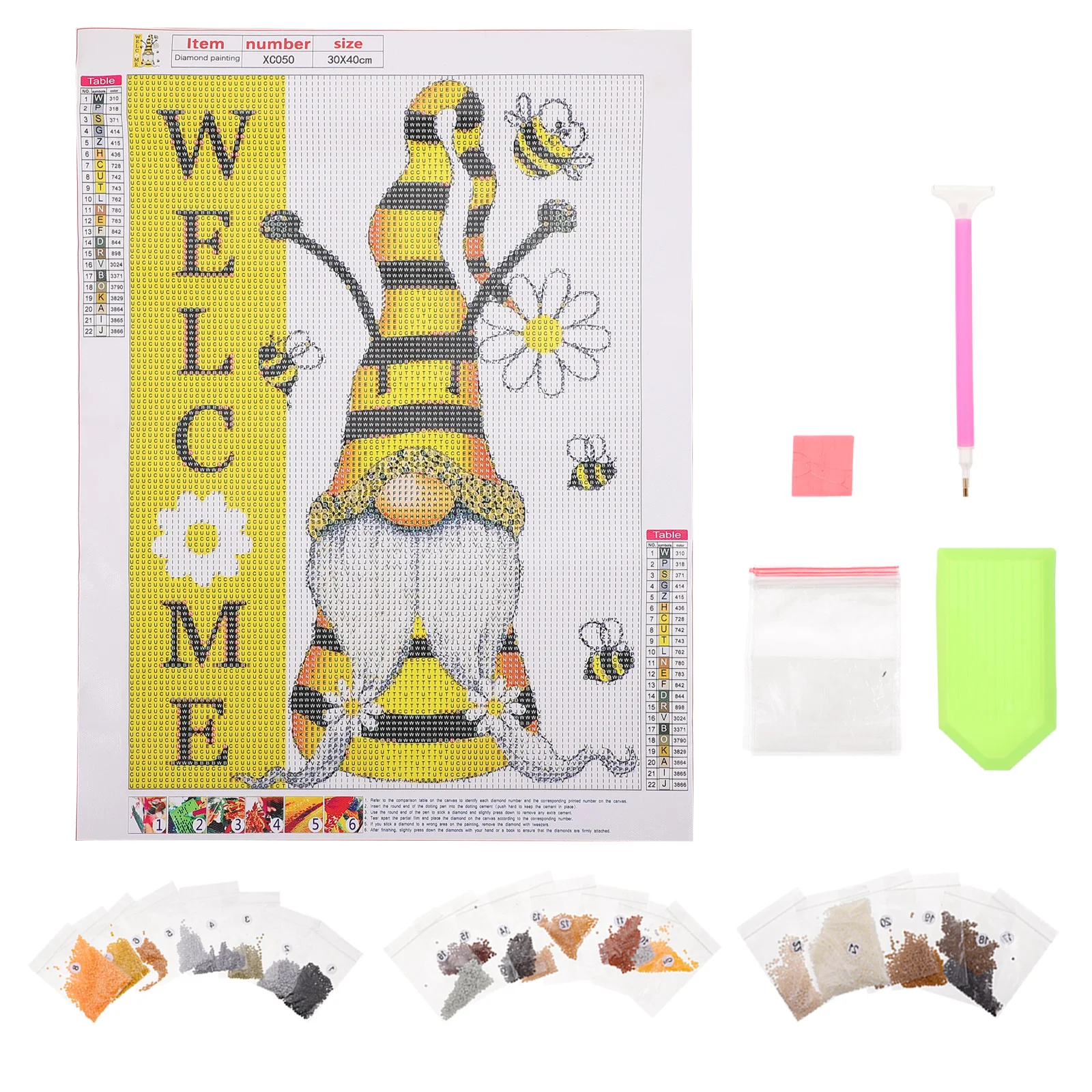 

5D Gnomes Full Drill Rhinestone Embroidery Painting DIY Cross Crafts Christmas Wall Decoration