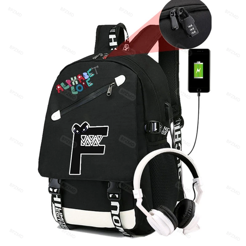 Anime Print Backpack for Boys Girls Student School Bag Usb Charging Multifunctional Causal Large Capacity Rucksack Kid Gift