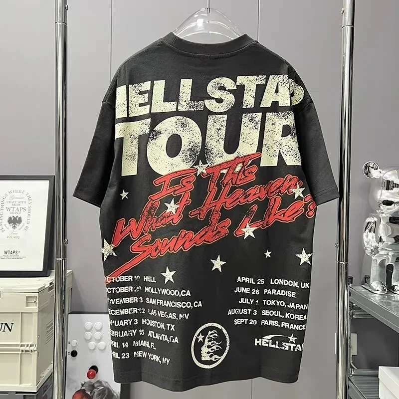 

2023 Hellstar High Street Letter Print Cotton Men's And Women's Round Neck T-Shirt Top Short Sleeve