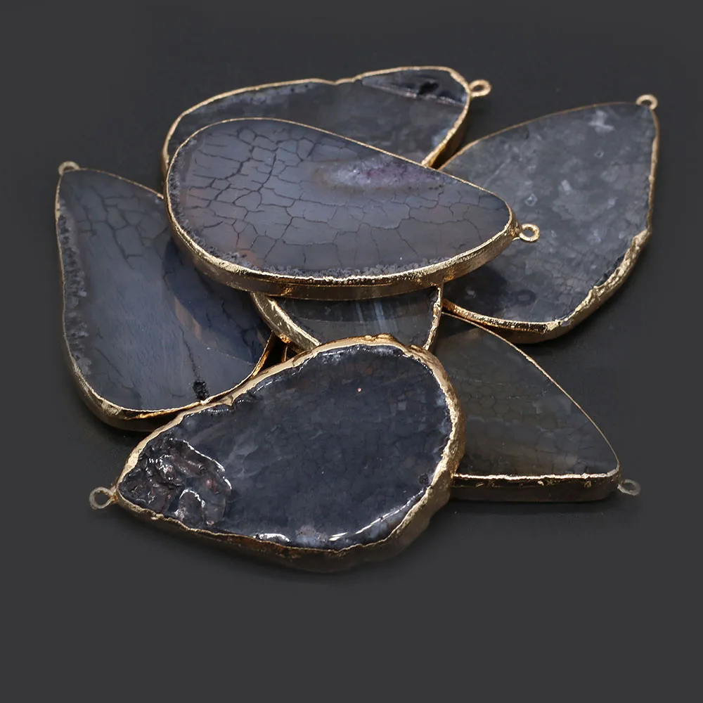 

Wholesale5PCS Natural Stone Black Dragon Pattern Agate Irregular Pendant Crafts Making DIY Necklace Earrings Charm Jewelry Gift