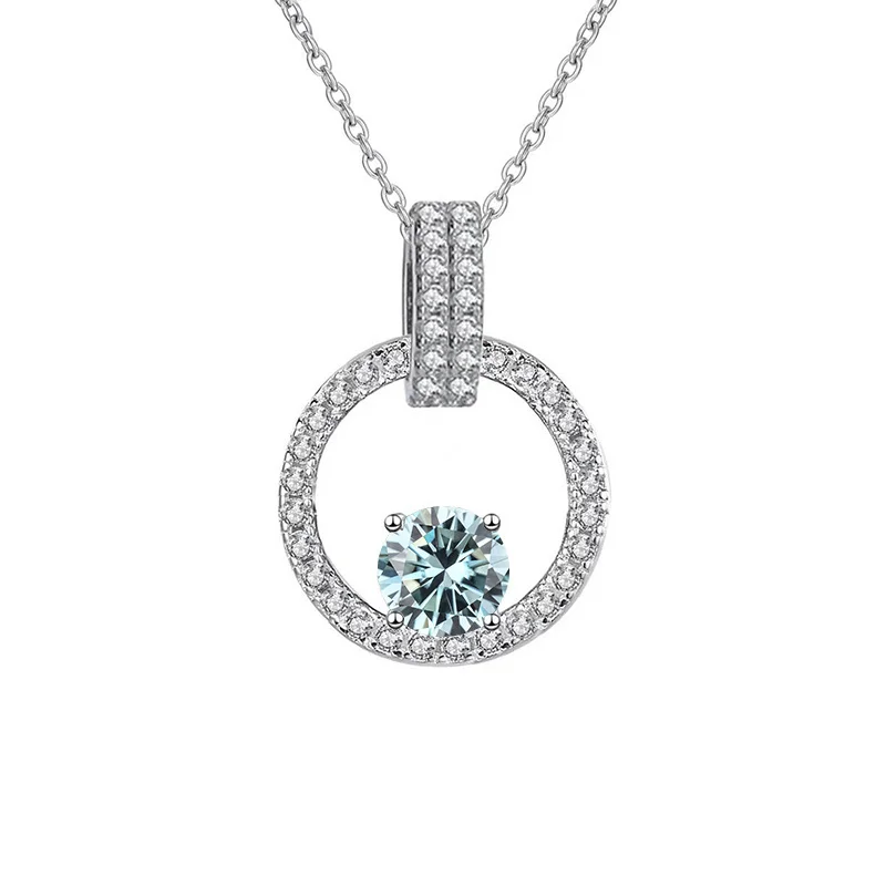 Ожерелье женское из серебра 6,5 пробы с муассанитом, 925 мм, 1 карат (art.: 3920ca1995d6c) - 3920ca1995d6c