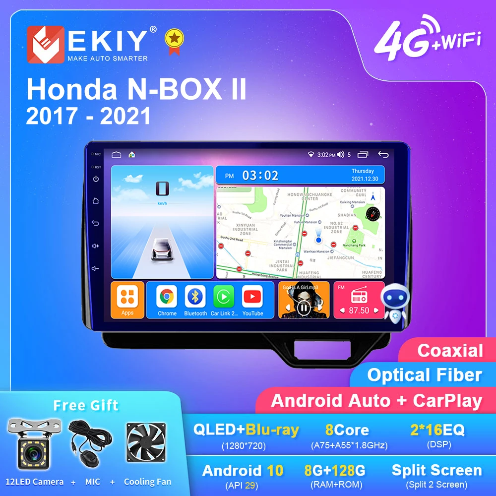 

EKIY T7 QLED DSP Android авто радио для Honda N-BOX II 2017-2021 мультимедийный плеер Carplay Авто Радио Стерео навигация GPS камера DVD