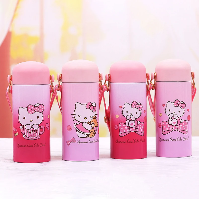 

Y2k 200 мл Sus304 термос чашка Kt Kawaii Sanrio, Hello Kitty аниме фигурка прямая чашка для напитков градиентная портативная дорожная Студенческая детская чашка