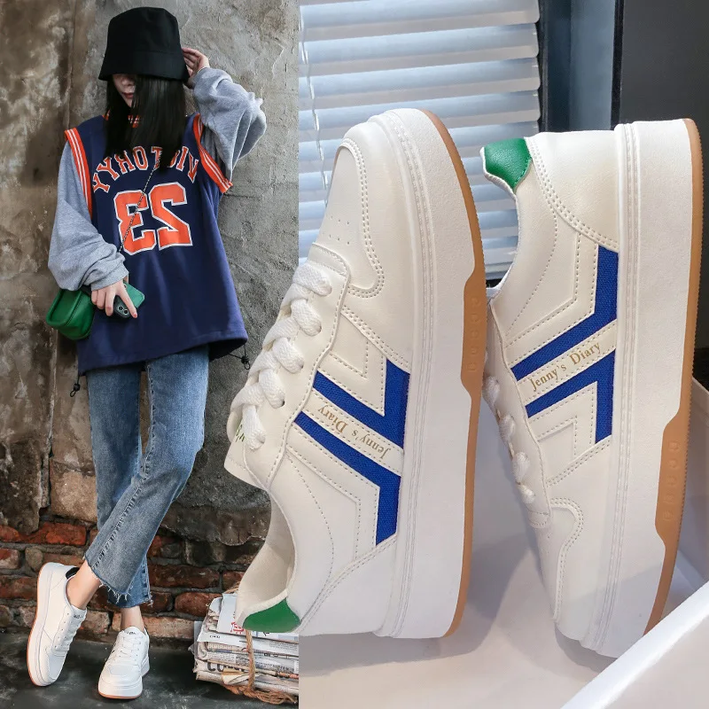 

New Casual Flat Color Matching Student Lace Up Women's Daily Trend Sneakers