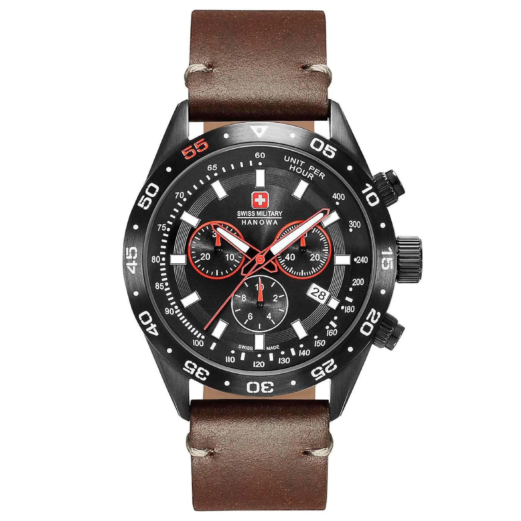 SWISS MILITARY HANOW 06-4318.13.007 мужские швейцарские наручные часы с секундомером тахиметром