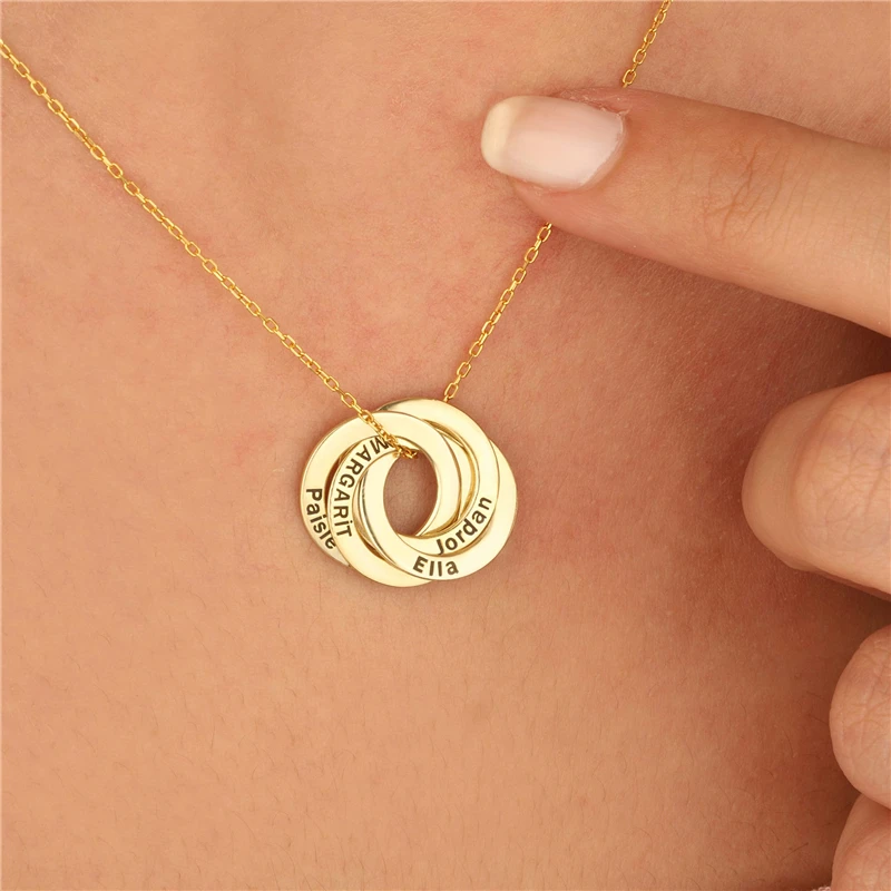 

Ожерелье с именем семьи на заказ, цепочка из нержавеющей стали, круглый кулон, ювелирные изделия, ожерелья для женщин, персонализированные п...