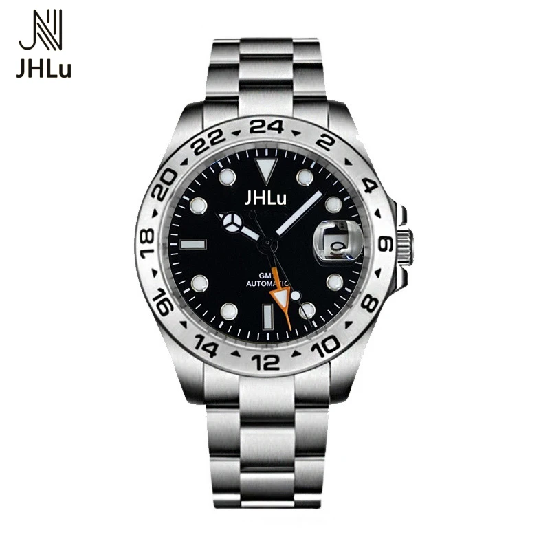

Новинка 2023 Мужские автоматические механические часы JHLu GMT часы 42 мм сапфировые водонепроницаемые часы из нержавеющей стали мужские часы
