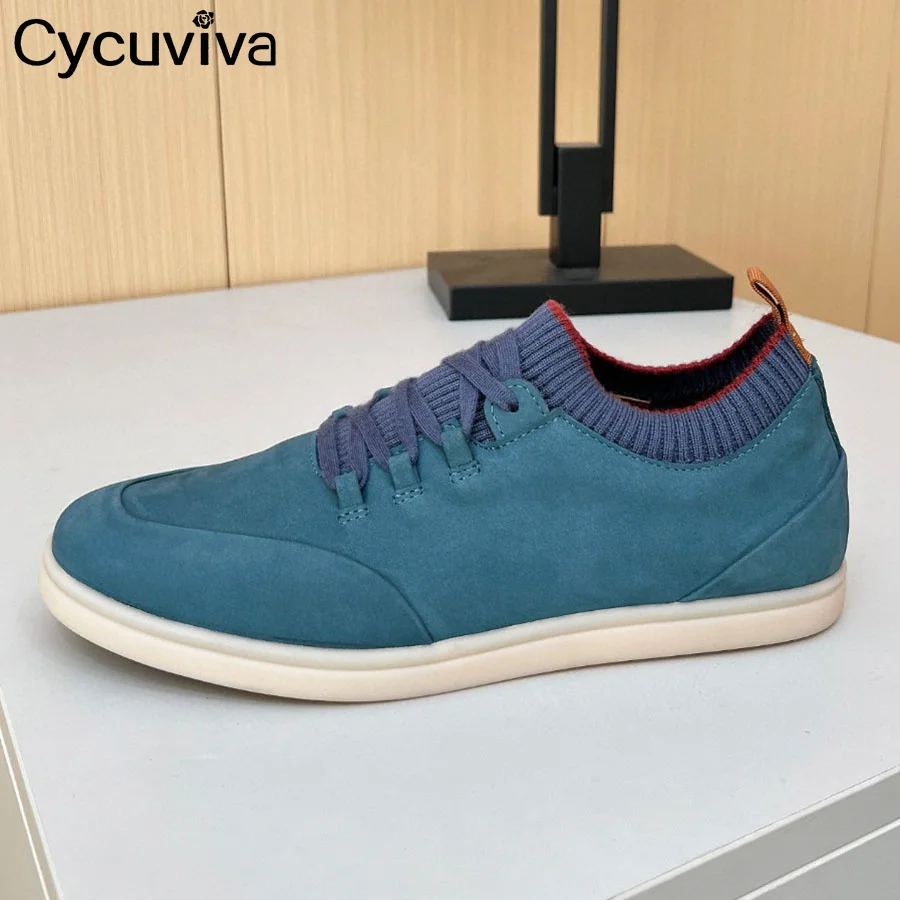 Мужские замшевые лоферы на плоской подошве с круглым носком