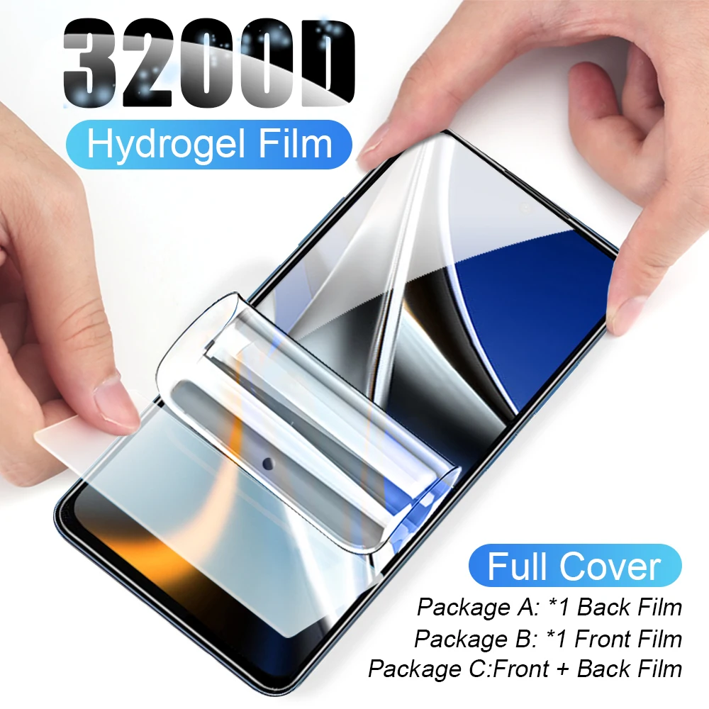 

Гидрогелевая пленка с полным покрытием для Poco X4 Pro, Защита экрана для Poco X3 F3 GT F2 M4 M3 Pro Pocophone F1, мягкая защитная задняя пленка
