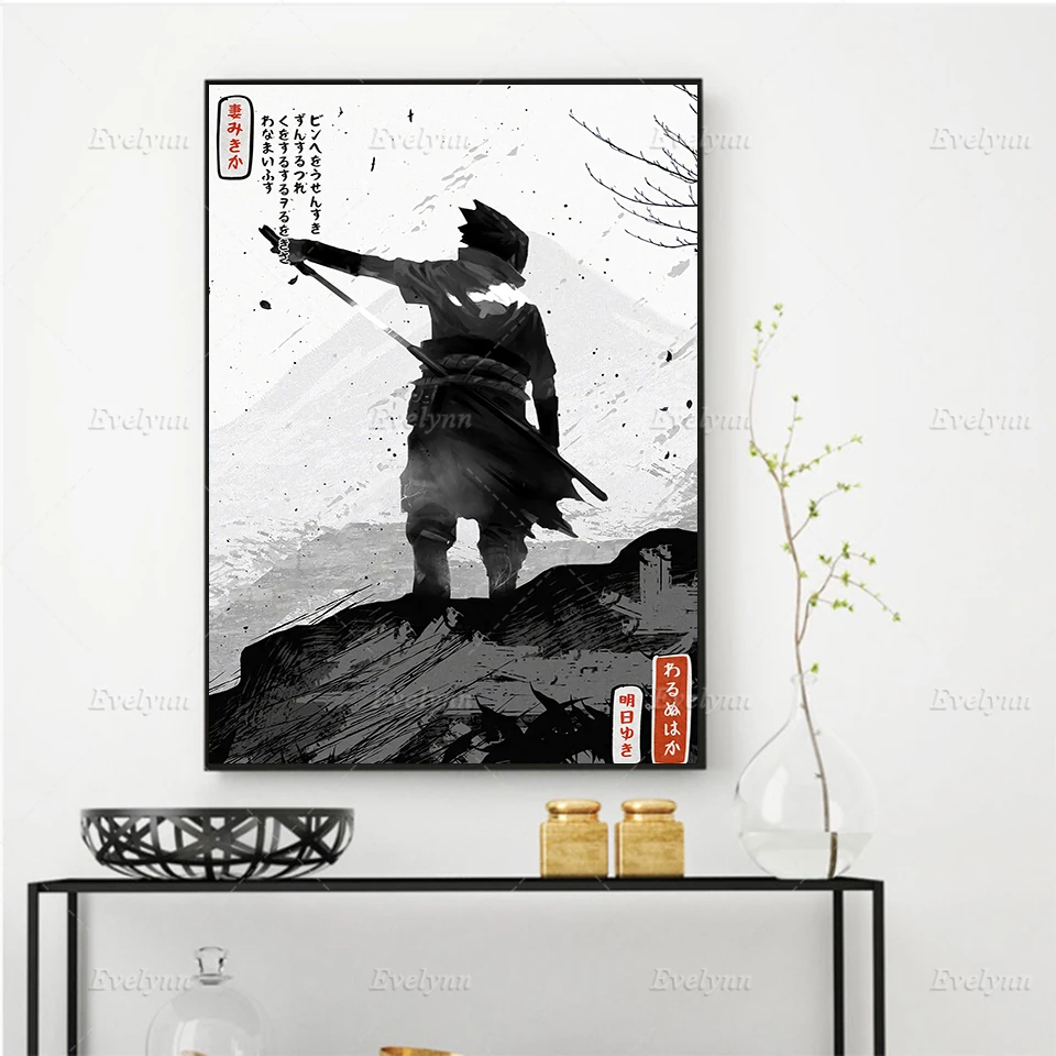 

Japan Naruto Black & White Anime Sasuke poster Nordic Modern Home Decor Prints Pictures Wall Art Canvas Painting Gift