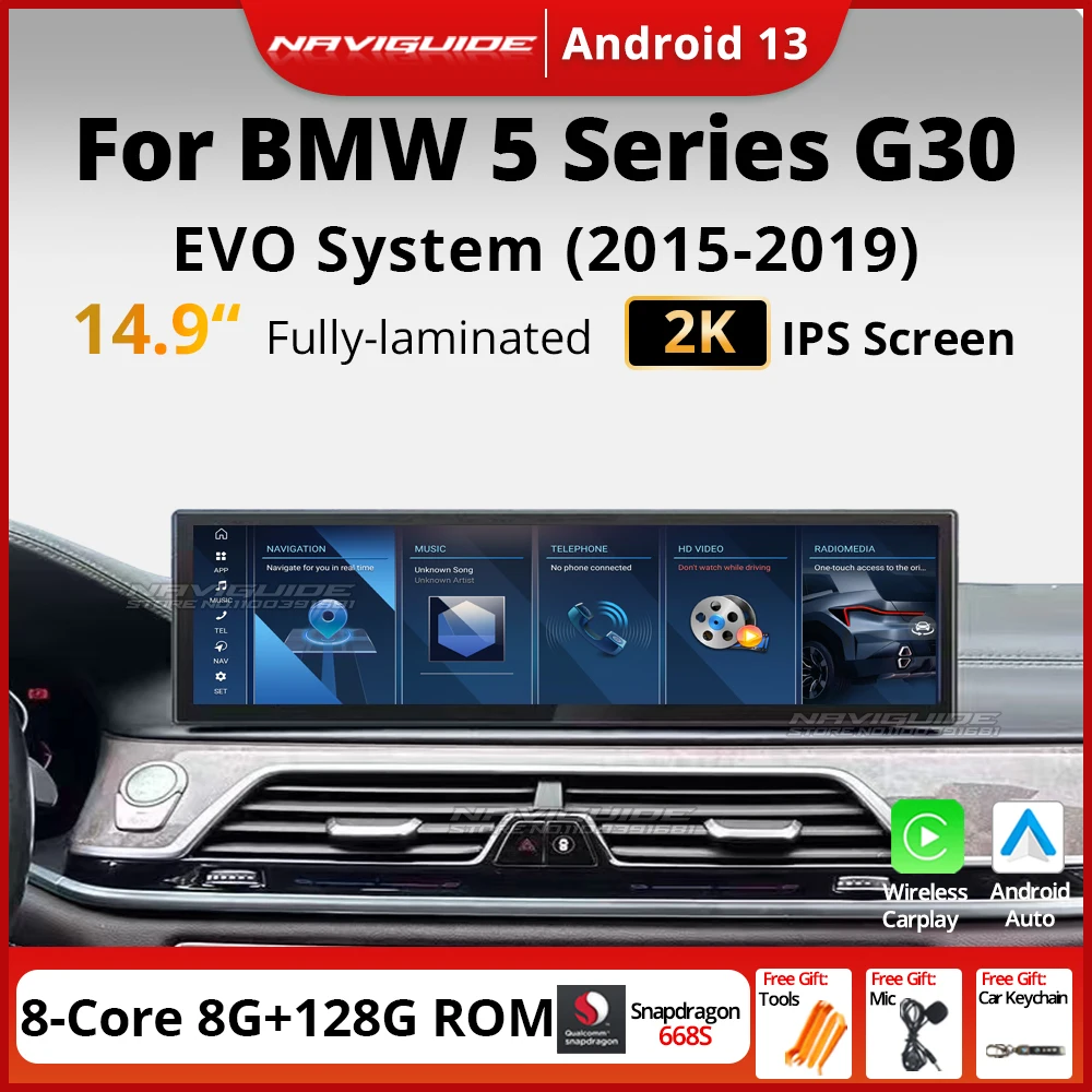 NAVIGUIDE 10 25 дюйма 14 9 Carplay Auto для BMW 5 серии G30 G31 LHD EVO Система автомобиля Navi