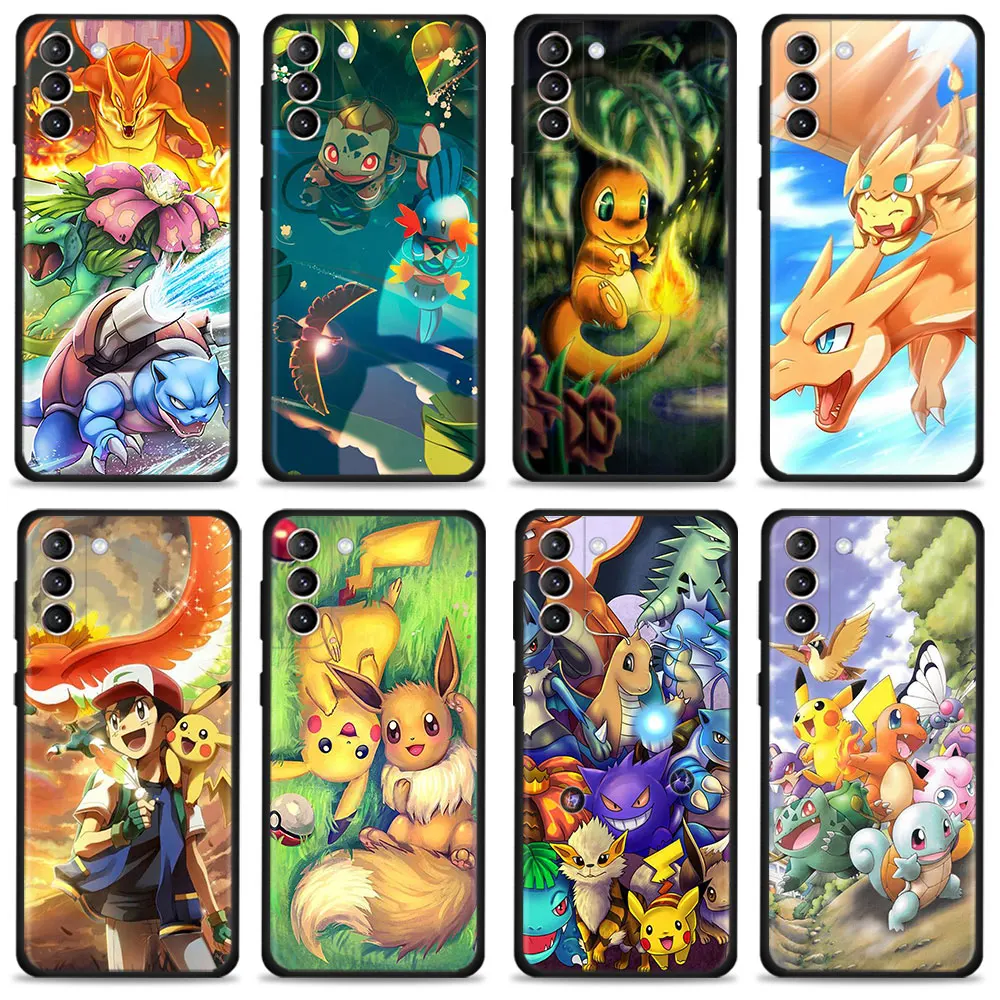 

Pokemon Pikachu Eevee Phone Case For Samsung Galaxy S22 S21 S20 Ultra FE S10 S9 S8 Plus S10e Note 20Ultra 10Plus Cover Shell