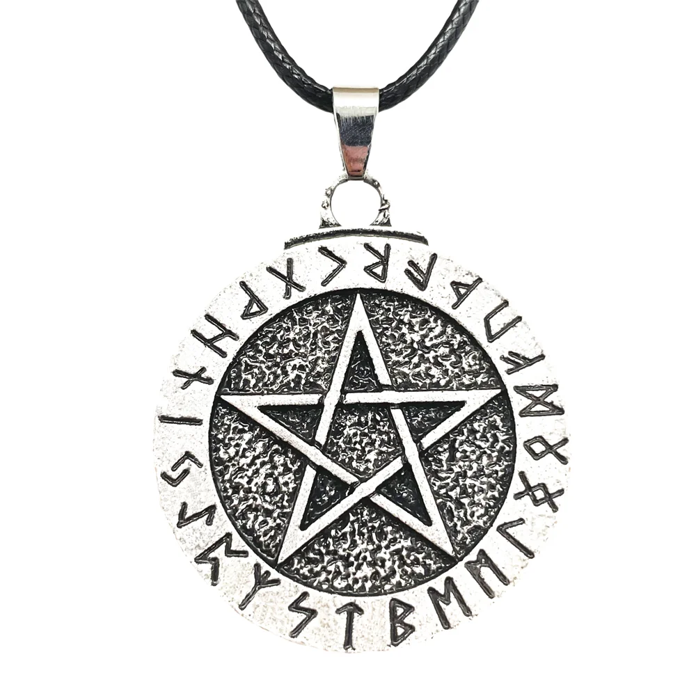 

Viking Runes Amulet Pendant Wicca Pagan Pentacle Talisman Jewelry Pentagram Necklace