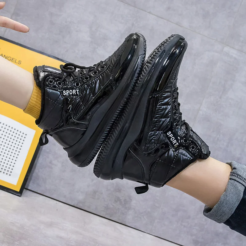 Winter Plus Velvet Unisex Walking Shoes Warm All-match Non-slip Casual Couple Sports Shoes High-top Down Cloth Outdoor Men Shoes