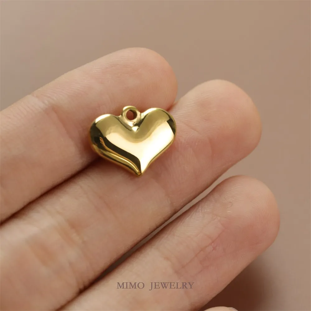 

Titanium Steel Plating Versatile 3D Flat Heart Peach Heart Smooth Face Pendant DIY Handmade Pendant