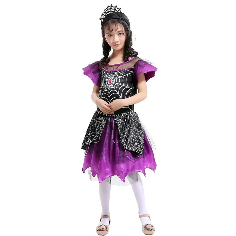 

Girls The Spider Queen Cosplay Kids Children Halloween Bride Animal Costumes Carnival Purim Parade Role Playing Show Party Dress
