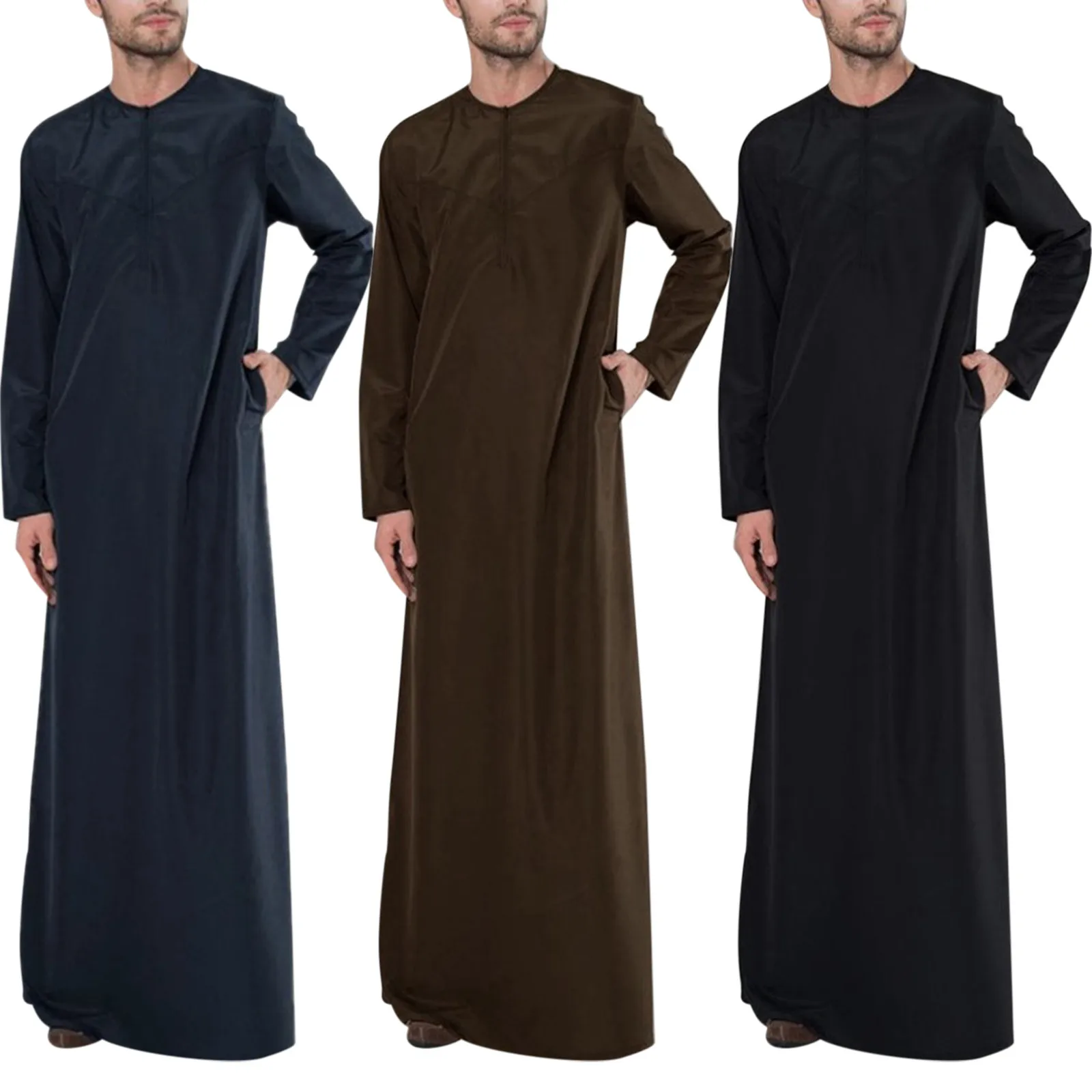 

Long Sleeve Aman Abaya Jubba Thobe For Men Kaftan Pakistan Muslim Saudi Arabia Djellaba Islam Clothing Prayer Robe Afghan