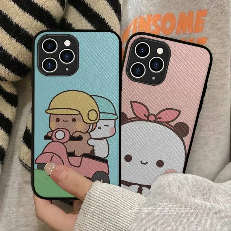 

Cute Cartoon Lovely Bear Phone Case Hard Leather Case for iPhone 11 12 13 Mini Pro Max 8 7 Plus SE 2020 X XR XS Coque