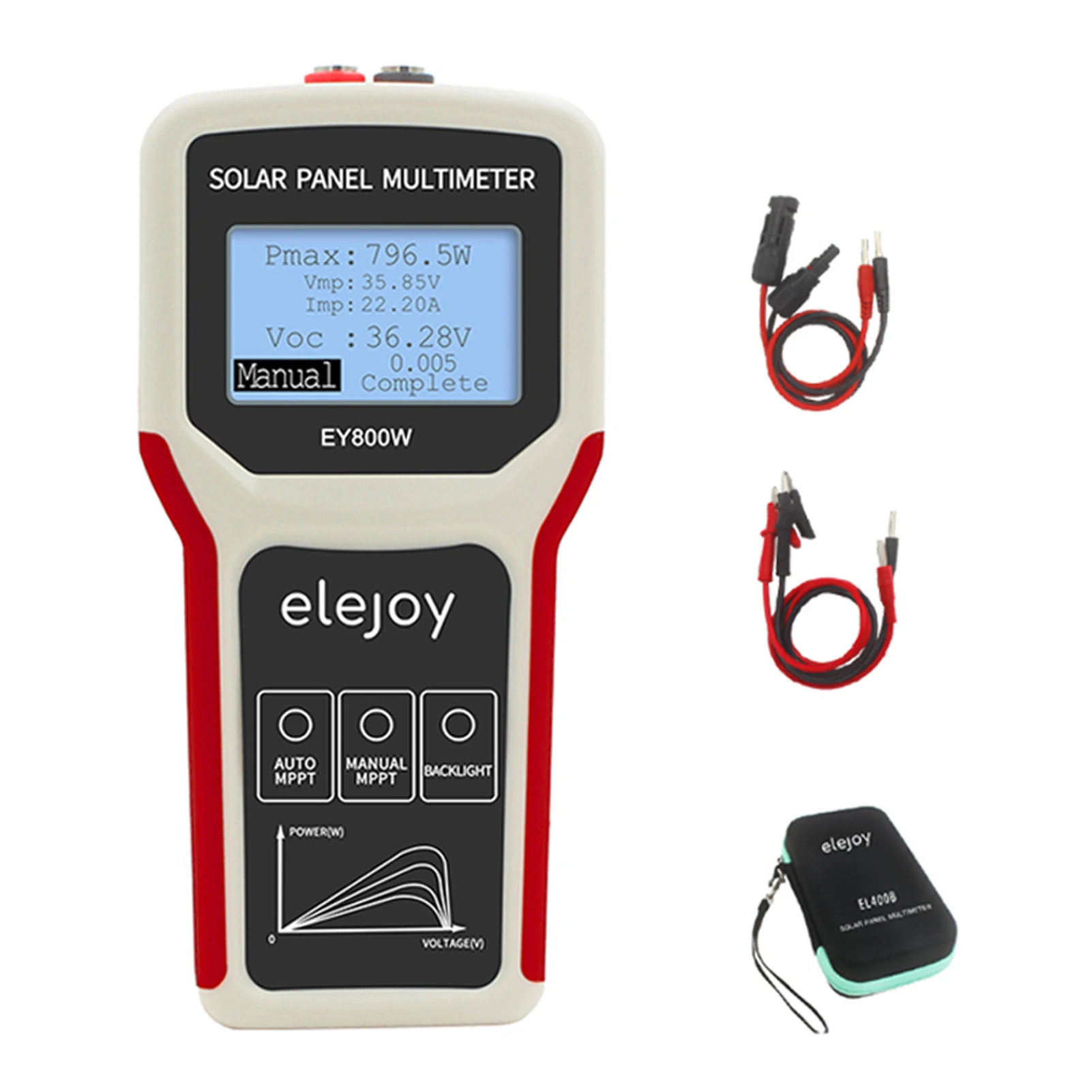 

EL400B/ EY800W Photovoltaic Panel Multimeter Auto/ Manual MPPT Detection Solar Panel LCD MPPT Tester Voltage Testing Tool
