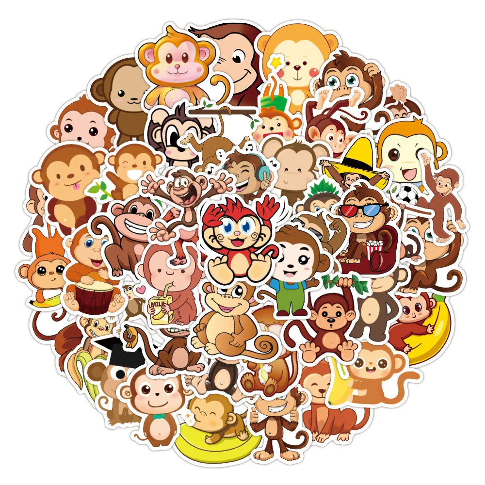 10/30/50PCS Cute Monkey Cartoon Graffiti Waterproof Sticker Creative Trend Decoration Refrigerator Skateboard Water CupWholesale