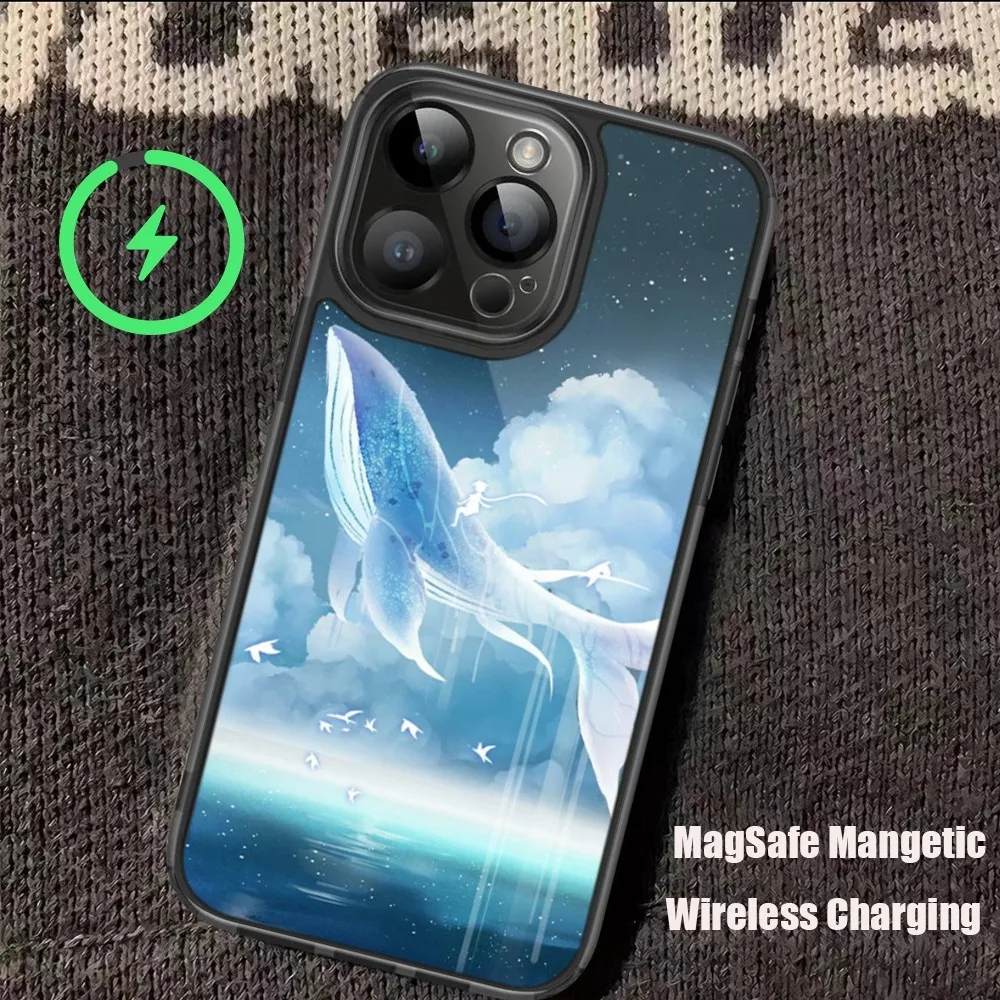 Великолепный чехол для телефона с рисунком Кита iPhone 11 12 13 14 15 Pro Max Plus Mini Magsafe