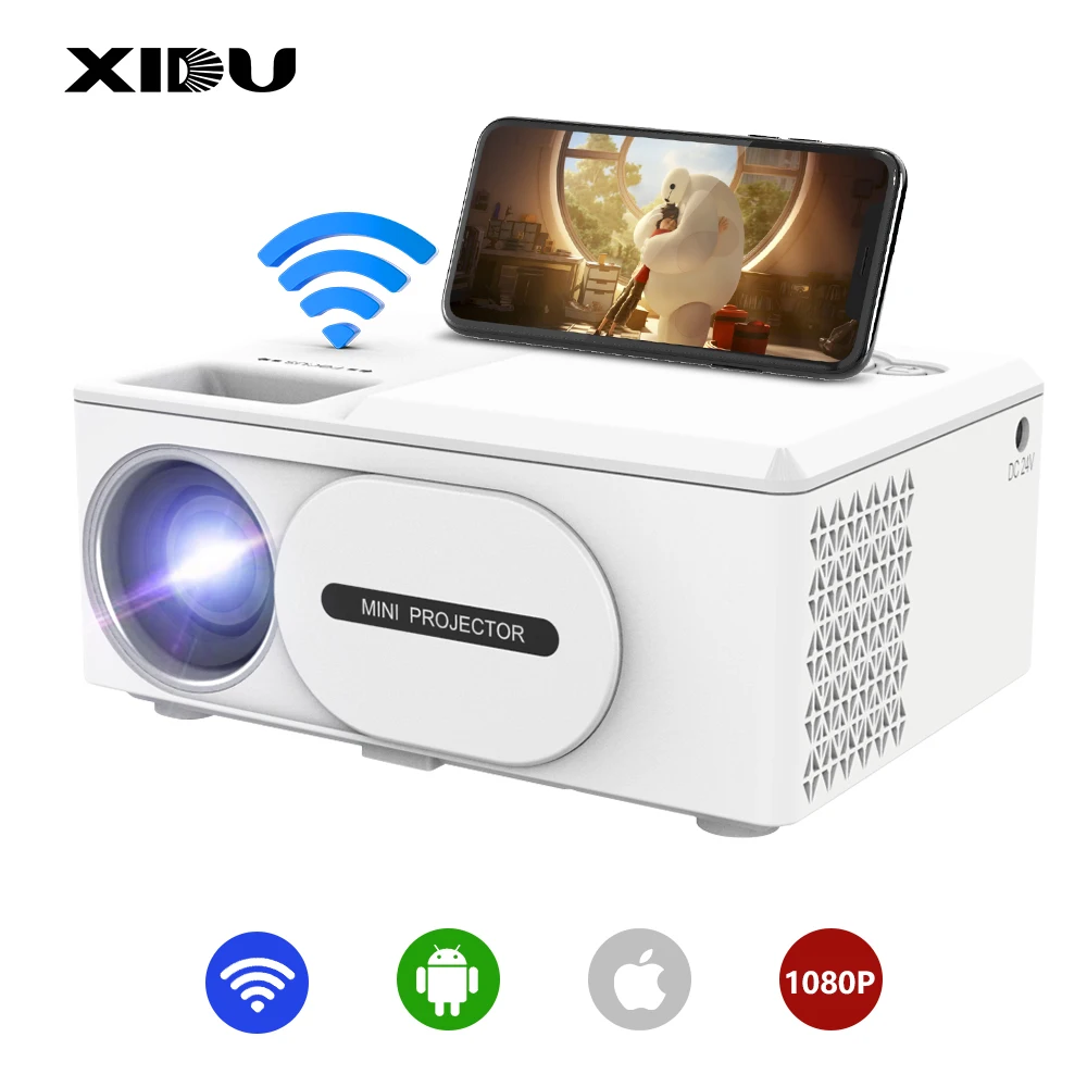 Мини-проектор XIDU Full HD с поддержкой Wi-Fi 1080P для смартфона iPhone 5000 Lux проектор