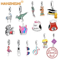 new 925 sterling silver flamingo parrot dog dangle charms beads fits original pan charm bracelet diy jewelry making berloque