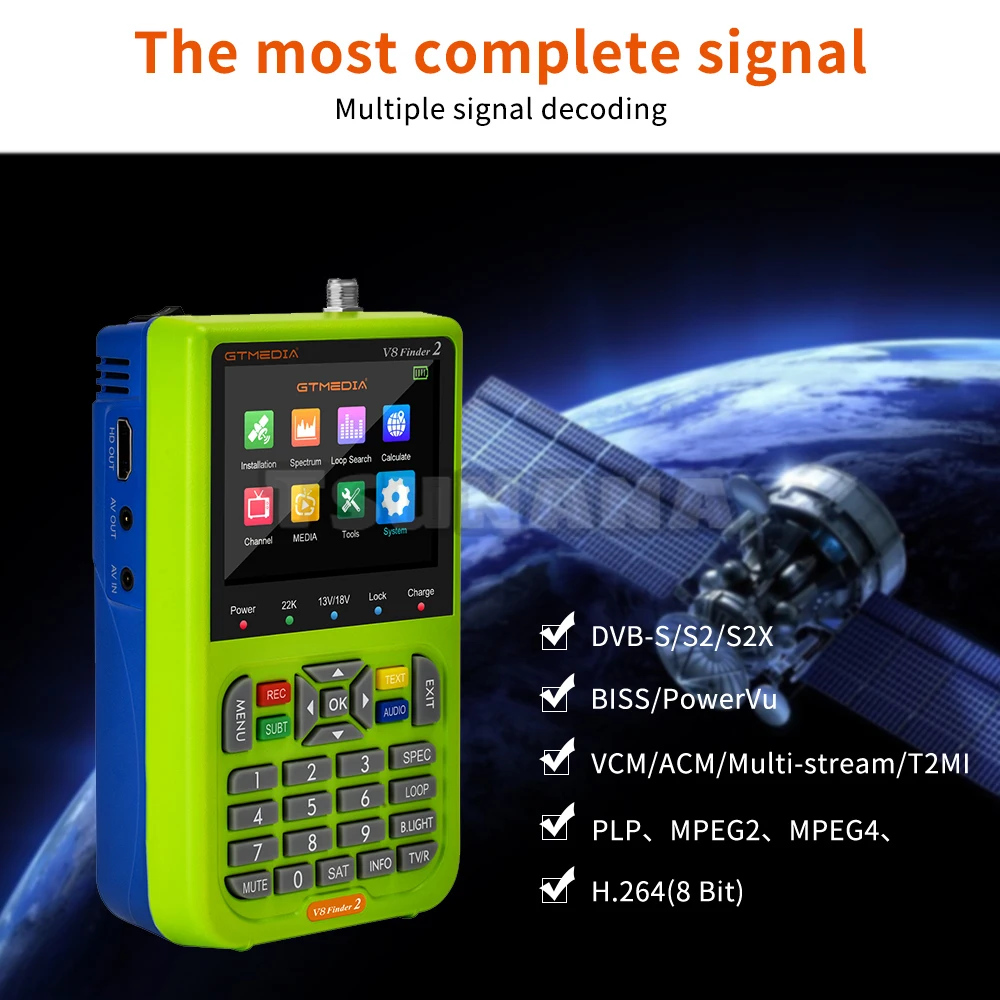 Спутниковый счетчик GTmedia V8 Finder 2 DVBS2/S2X 5000ma большой емкости | Электроника