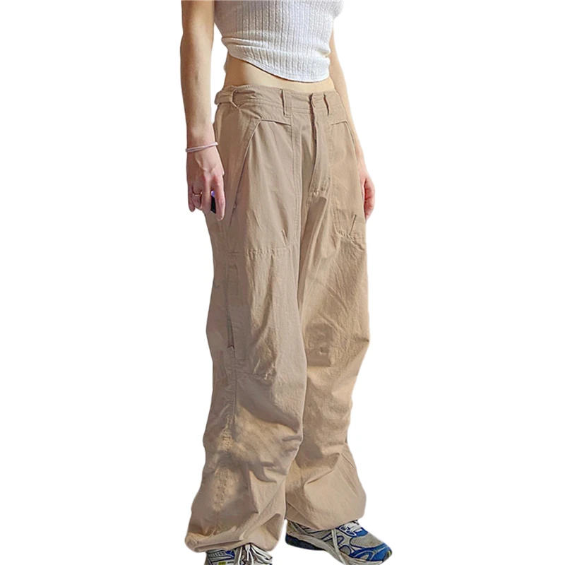 

Women Cargo Pants 2000s Aesthetic Low Waist Baggy Loose Trousers Solid Color Harajuku Streetwear y2k Vintage Joggers Sweatpants