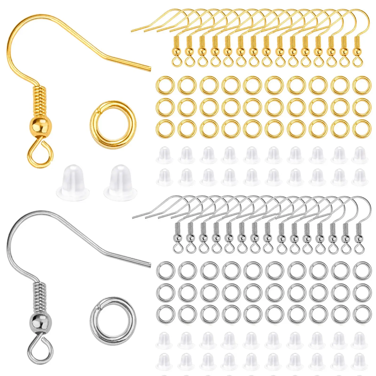 

300pcs/Lot Earrings Set Earring Hooks Open Jump Rings Ear Plug Connects For DIY Jewelry Making Findings Supplies Accessories