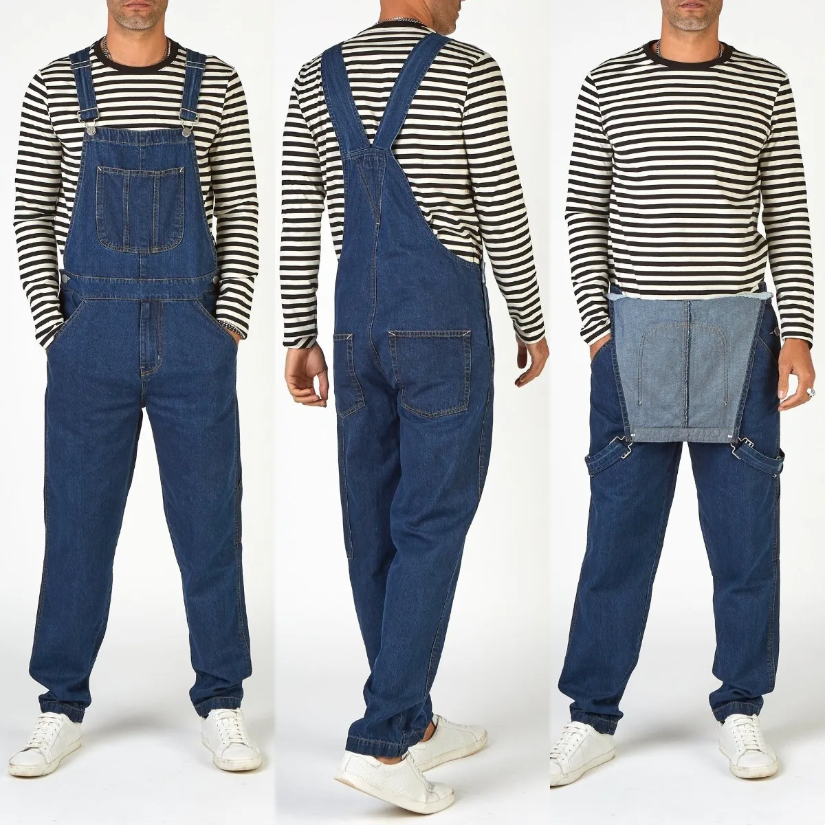 Джинсовый комбинезон для мужчин брюки-карго в стиле хип-хоп прямые джинсовые