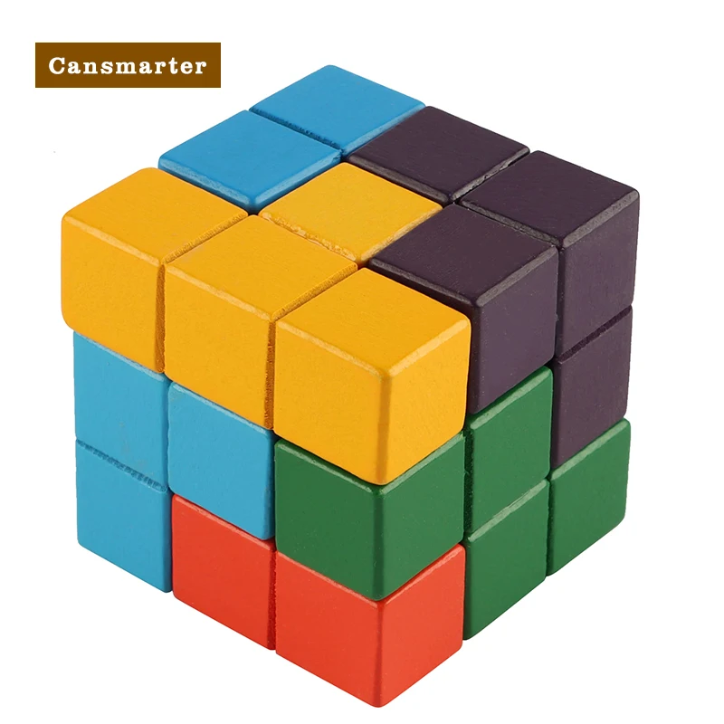 Фото Детские игрушки Монтессори красочные кубики сомы 3D деревянные Обучающие