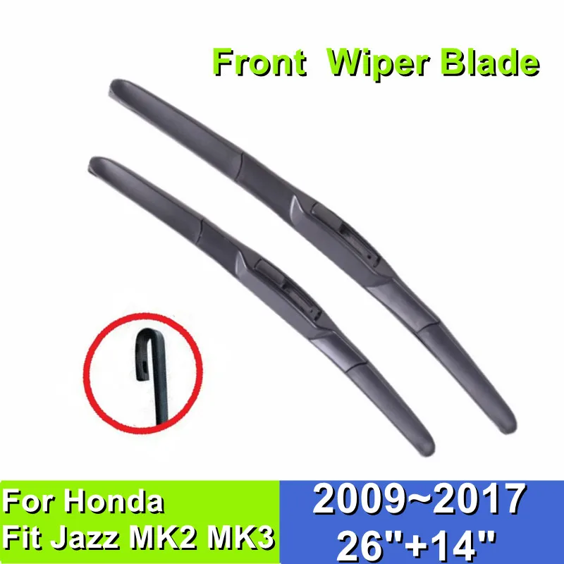 

Щетка стеклоочистителя для Honda Fit Jazz MK2, Mk3, 14 дюймов + 26 дюймов, резиновая щетка для лобового стекла автомобиля 2009, 2010, 2011, 2012, 2017