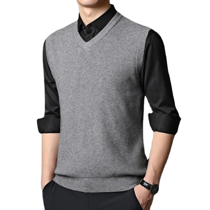 2022 Sweater Vest Men Simple All-match V-neck Solid Sleeveless Male Tops Basic Cozy Korean Style Leisure Knitted Plus Size S-3XL