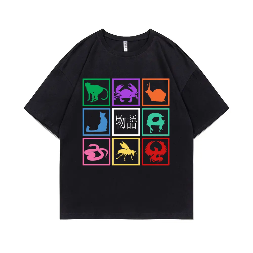 

Japanese Anime Monogatari Series Graphic Print Tshirt Men Women Casual Loose Funny Kawaii Cute T-shirt Short Sleeve Streetwear