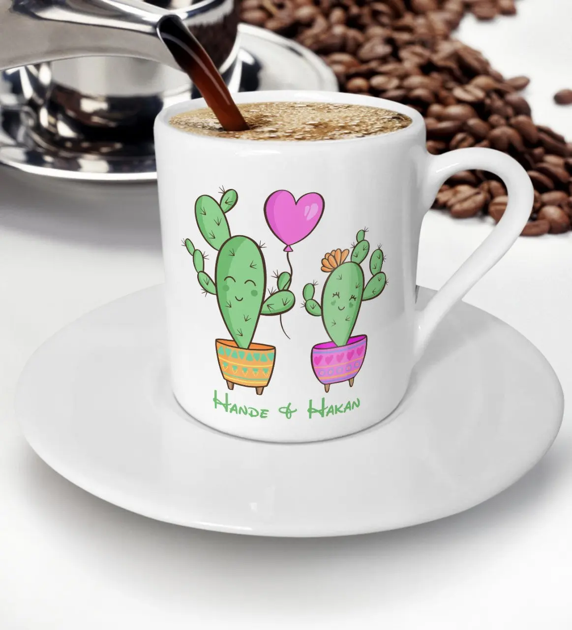 

Персонализированный турецкий кофейный дизайн с изображением кактуса