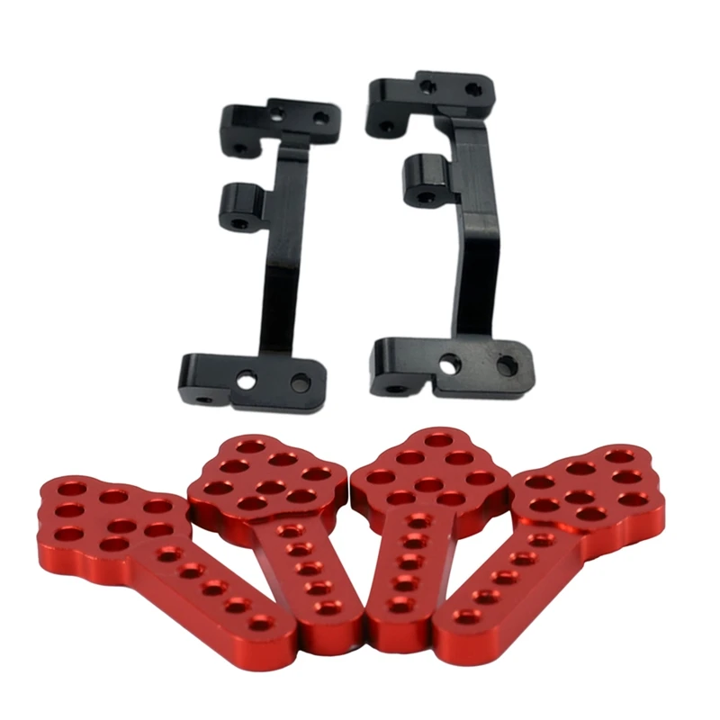 

4Pcs CNC Metal Shock Absorber For RC Crawler Car Axial SCX10 90046 & 1Pair Metal Pull Rod Base Seat For WPL C24 C14