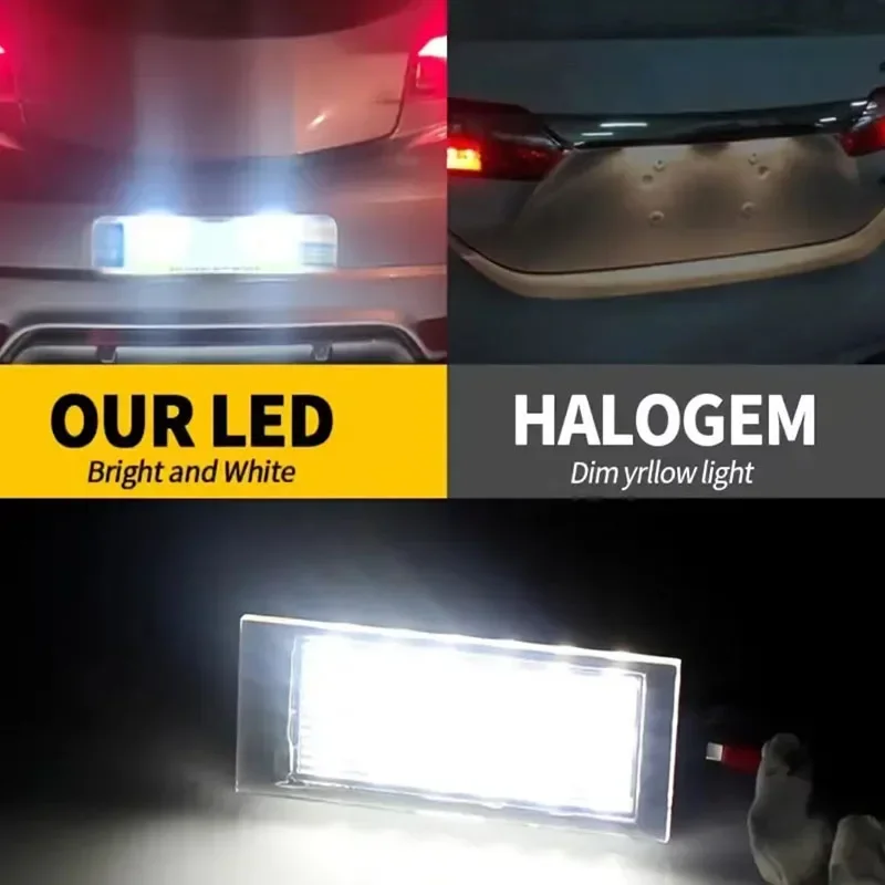 Фото 2 шт. светодиодный светильник номерного знака для VW Tiguan Touareg Passat Caddy Golf Plus 6/7 вариант Polo Jetta Sharan автомобильные лампы номерного знака №5